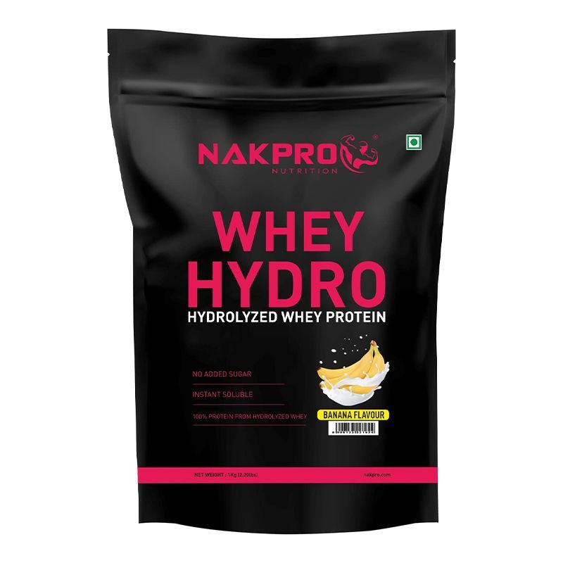 NAKPRO Hydro Whey Protein Hydrolyzed Supplement Powder - Banana Flavour